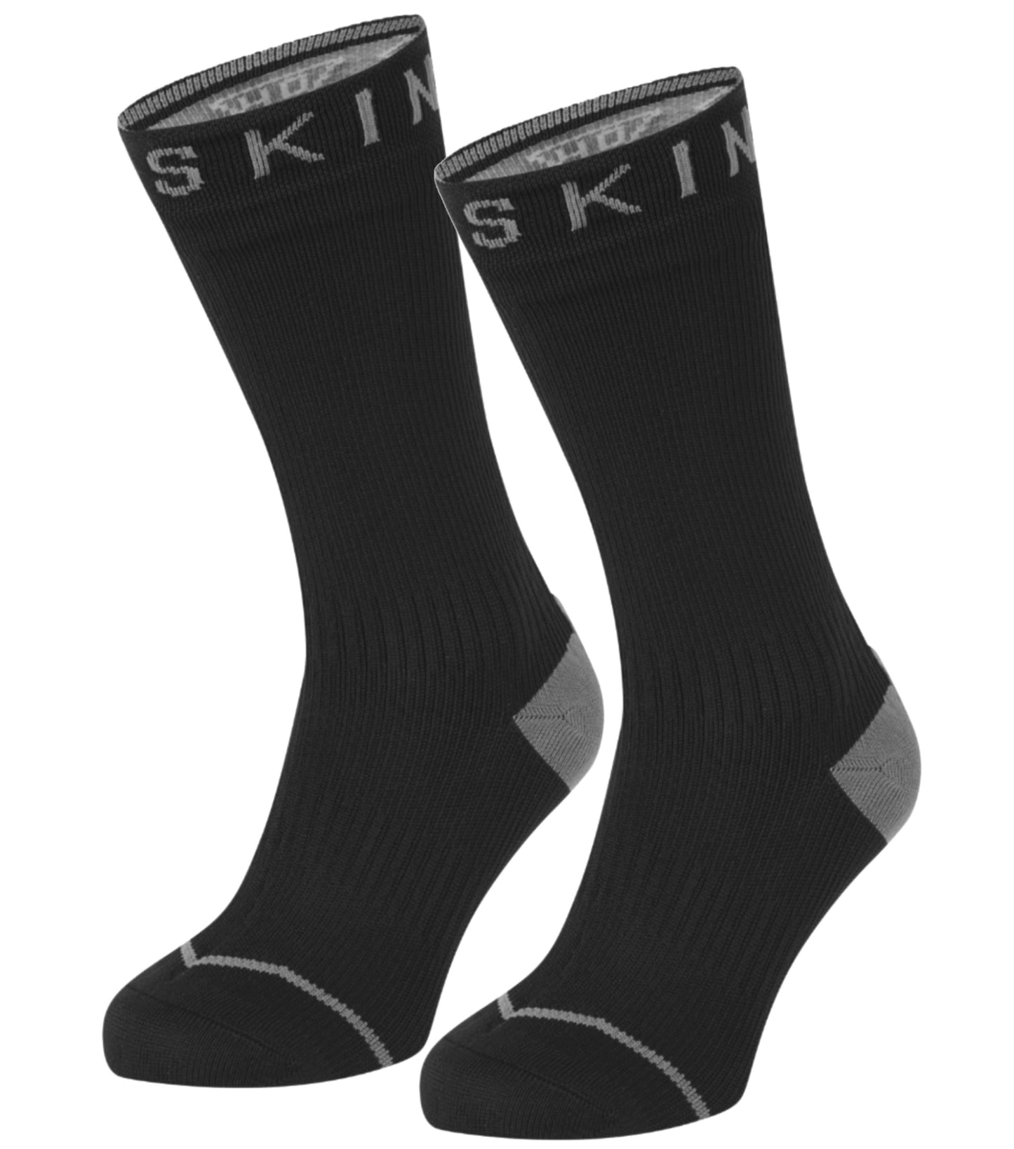 Sealskinz Waterproof All Weather Mid Length Sock with Hydrostop - Black / Grey - X-Large