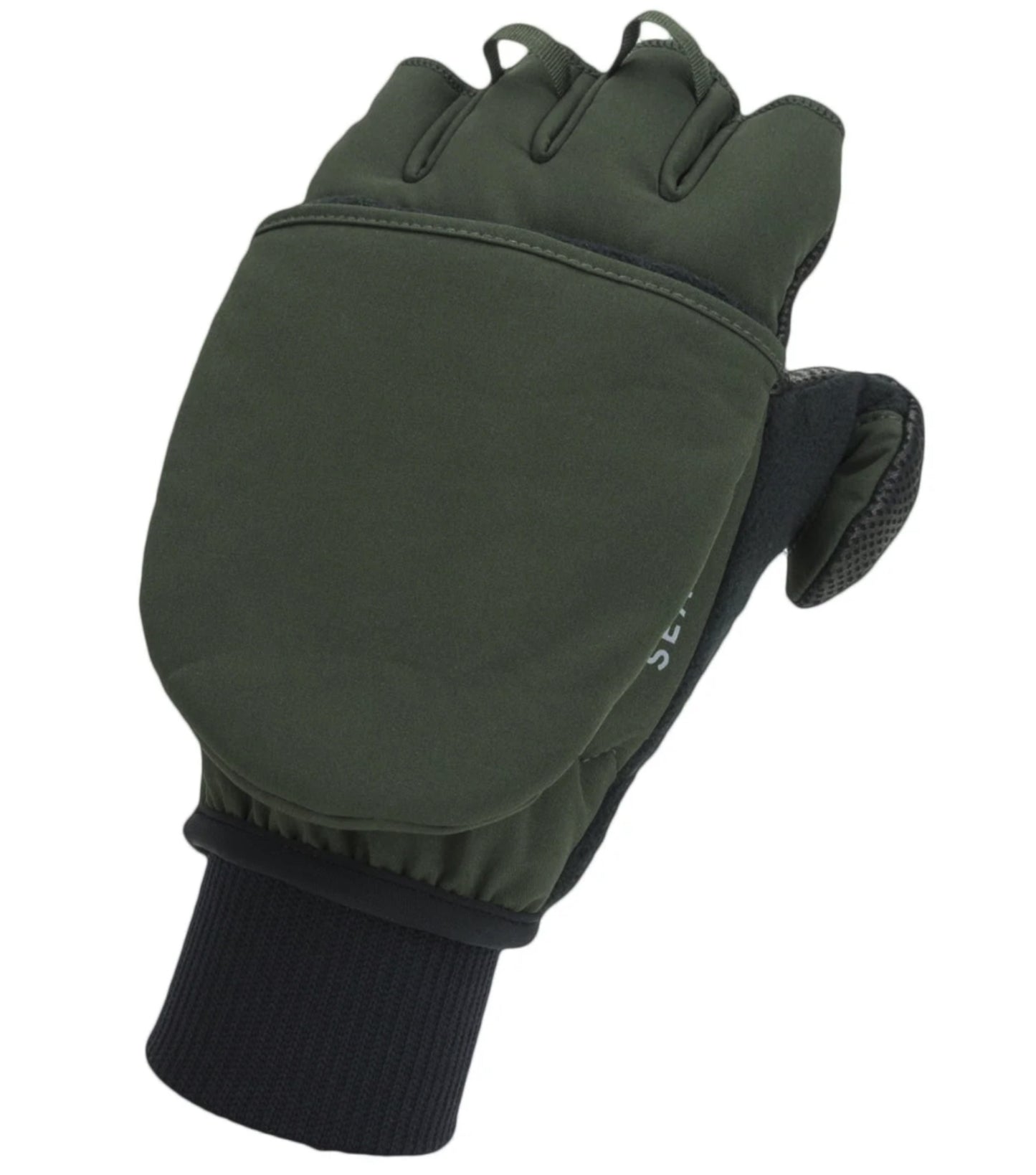 Sealskinz Windproof Cold Weather Convertible Mitt - Olive Green / Black - Small