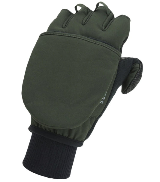 Sealskinz Windproof Cold Weather Convertible Mitt - Olive Green / Black - Medium