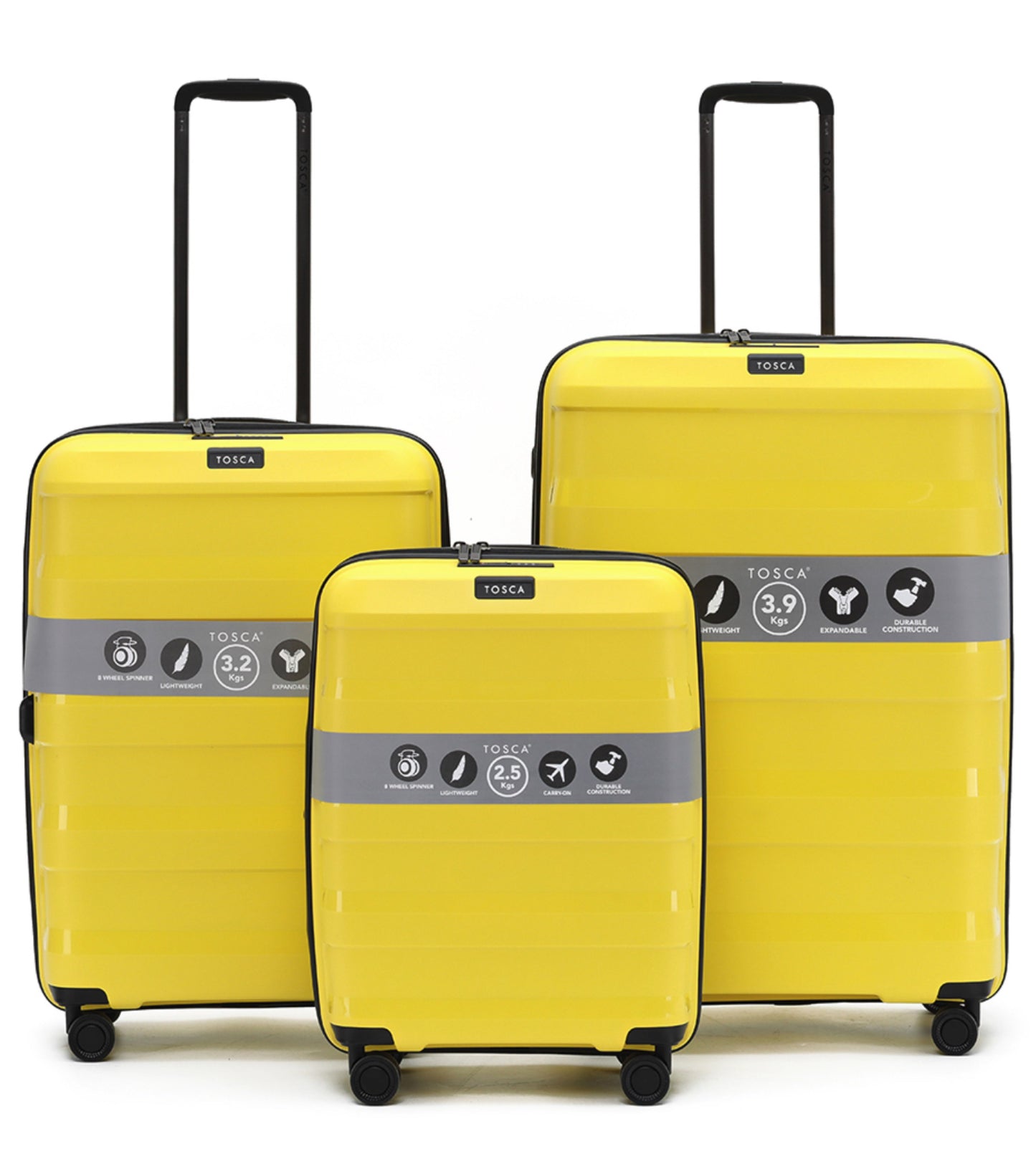 Tosca Comet 4-Wheel Expandable Luggage Set of 3 - Yellow (Small, Medium and Large)