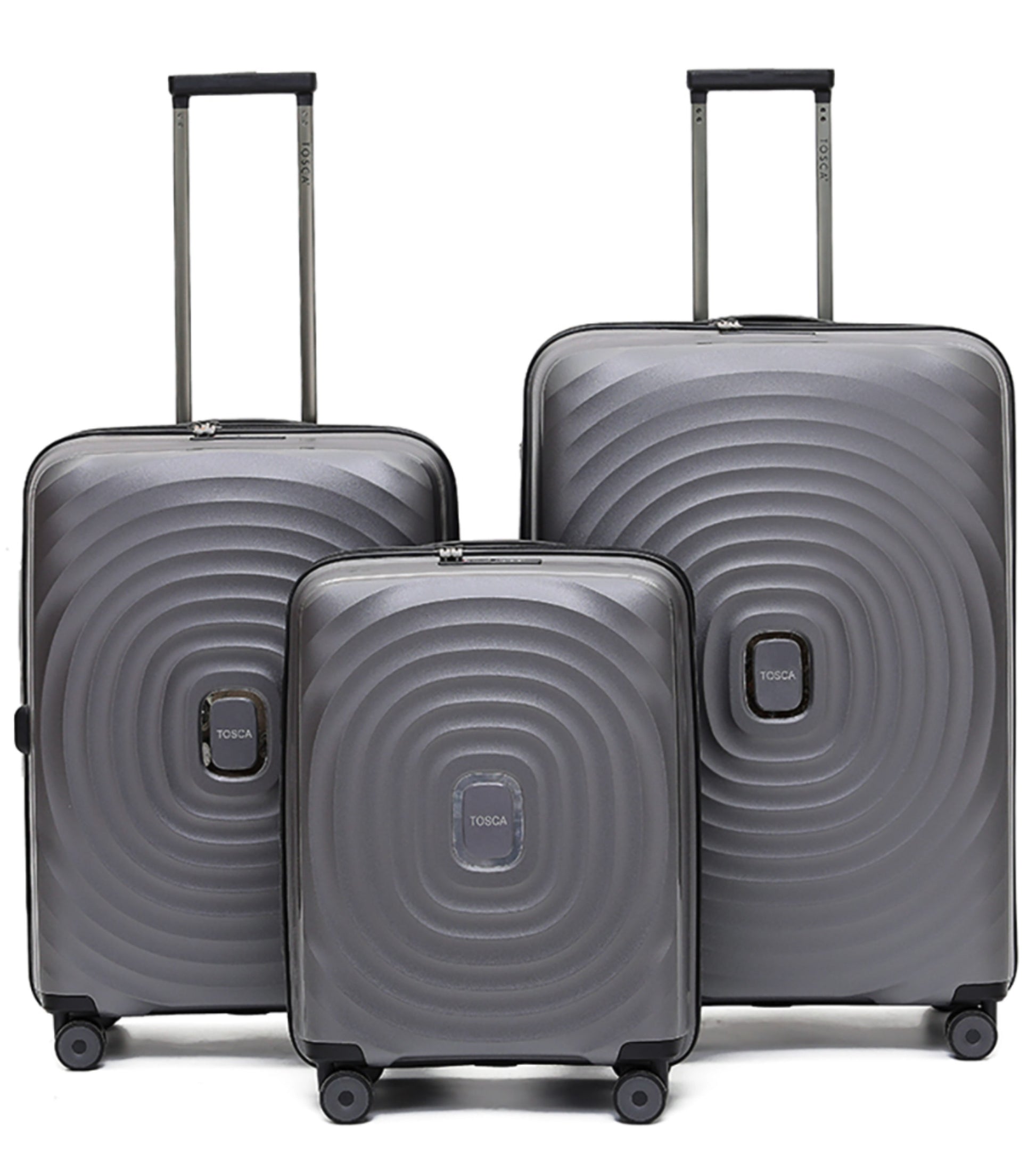 Tosca Eclipse 4-Wheel Expandable Suitcase Set of 3 - Charcoal (Small, Medium & Large)