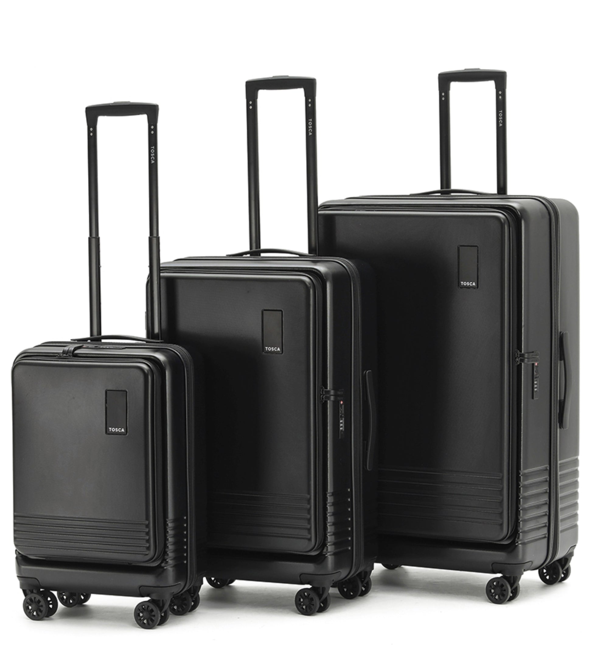 Tosca Horizon 4-Wheel Expandable Luggage Set of 3 - Black (Small, Medium and Large)