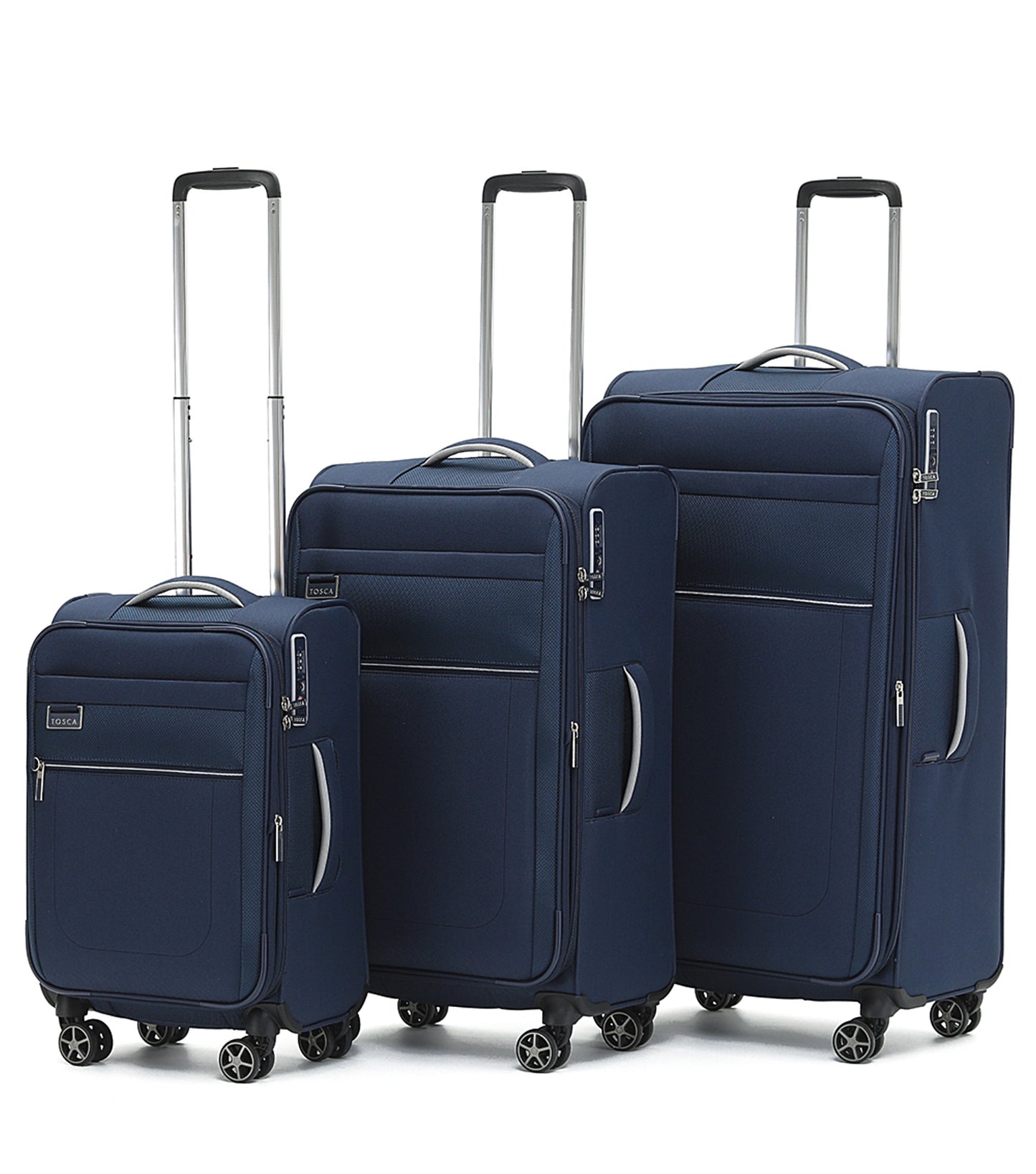 Tosca Vega 4-Wheel Spinner Luggage Set of 3 - Navy (Small, Medium and Large)