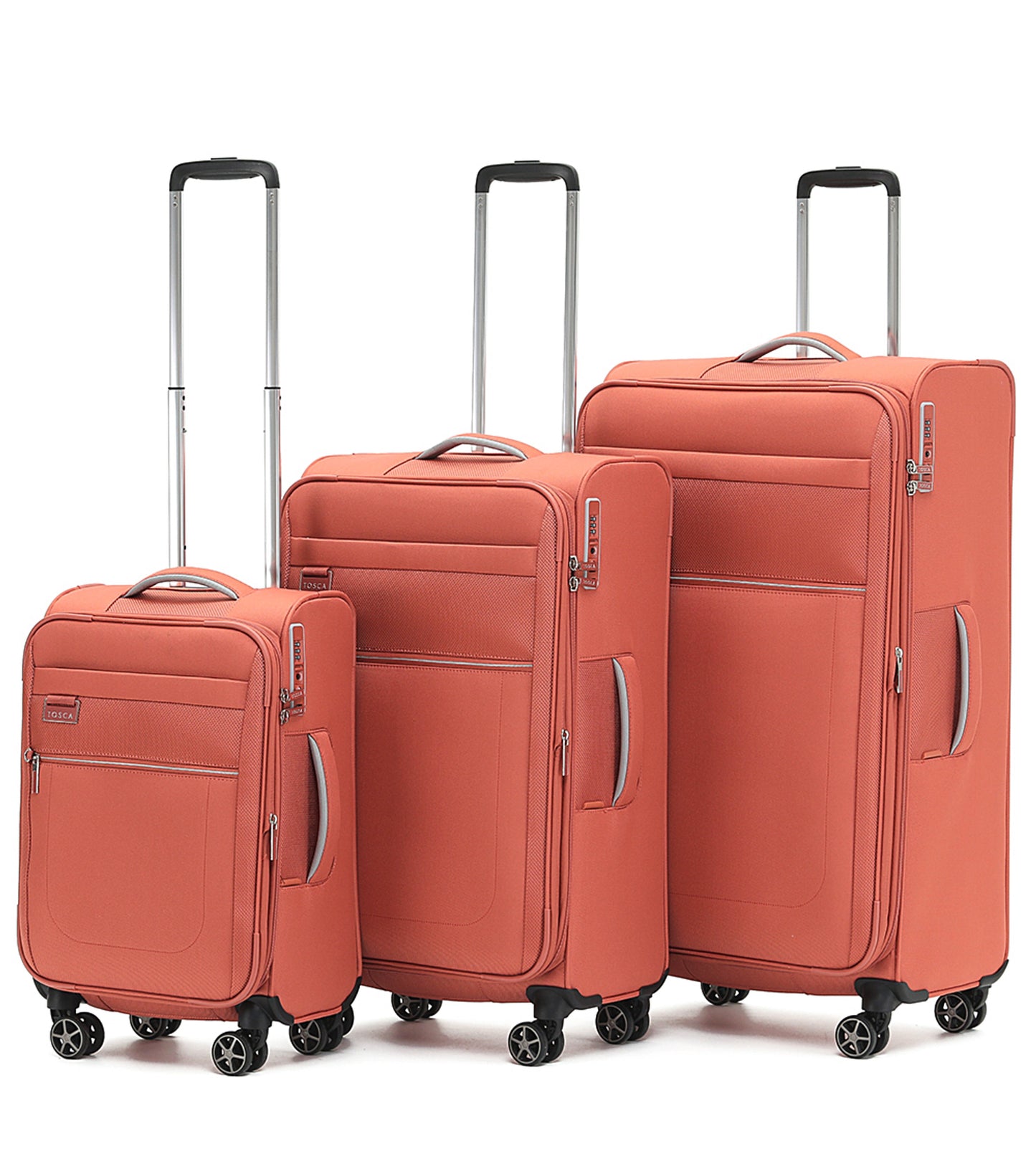 Tosca Vega 4-Wheel Spinner Luggage Set of 3 - Rust (Small, Medium and Large)