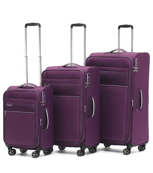 Tosca Vega 4-Wheel Spinner Luggage Set of 3 - Plum (Small, Medium and Large)