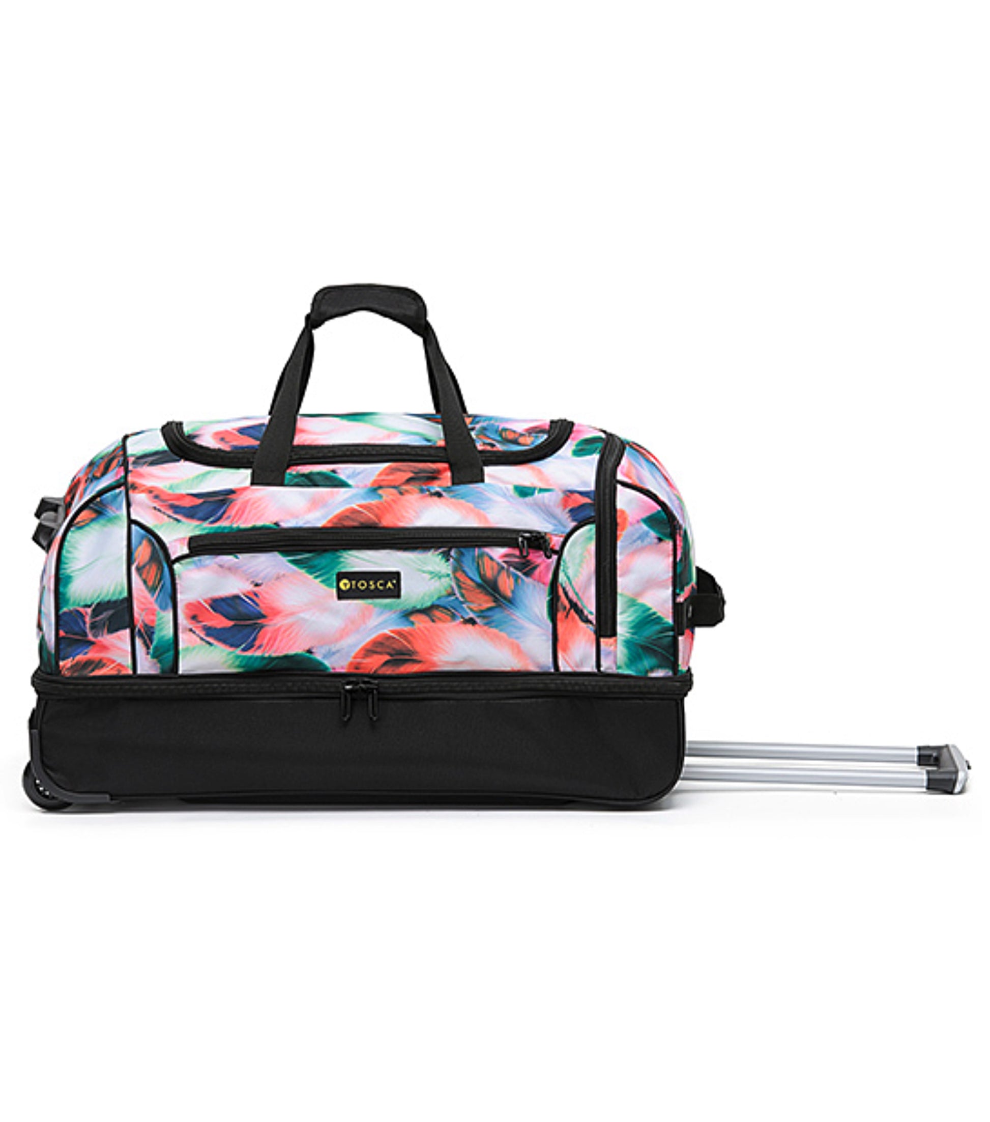 Tosca Trek 72 cm Deluxe Wheeled Duffle Bag - Black / Feather Print