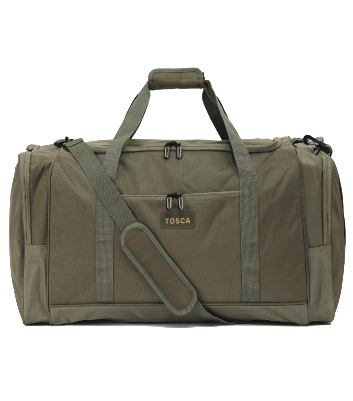 Double carry handles and removable shoulder strap