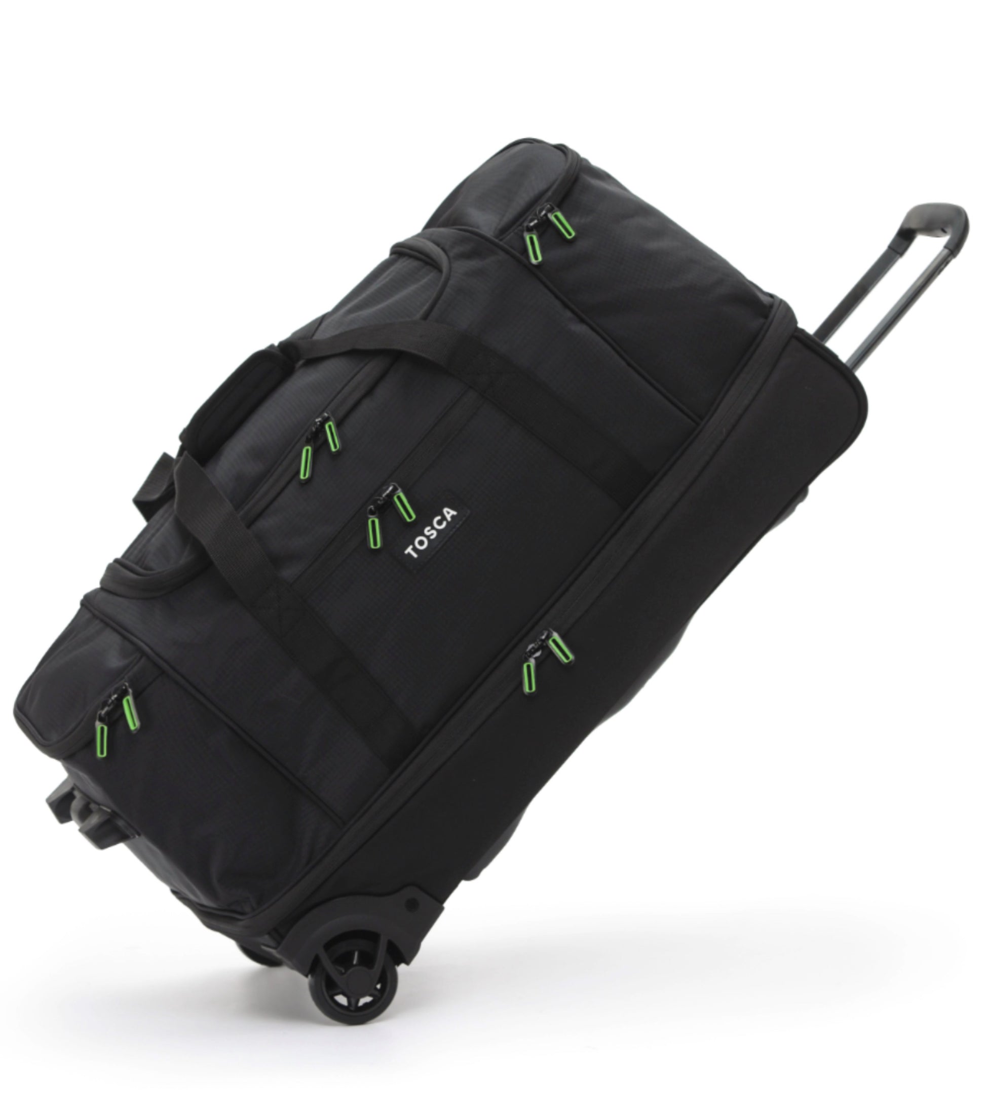 Tosca 70 cm Split Compartment Wheeled Duffle Bag - Black / Lime