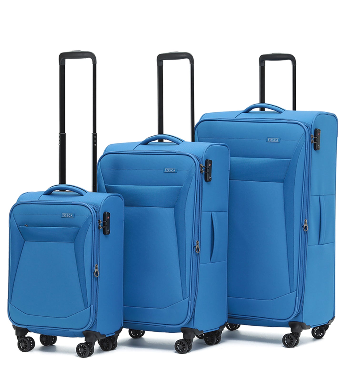 Tosca Aviator 2.0 - 4-Wheel Expandable Luggage Set of 3 - Blue (Small, Medium and Large)