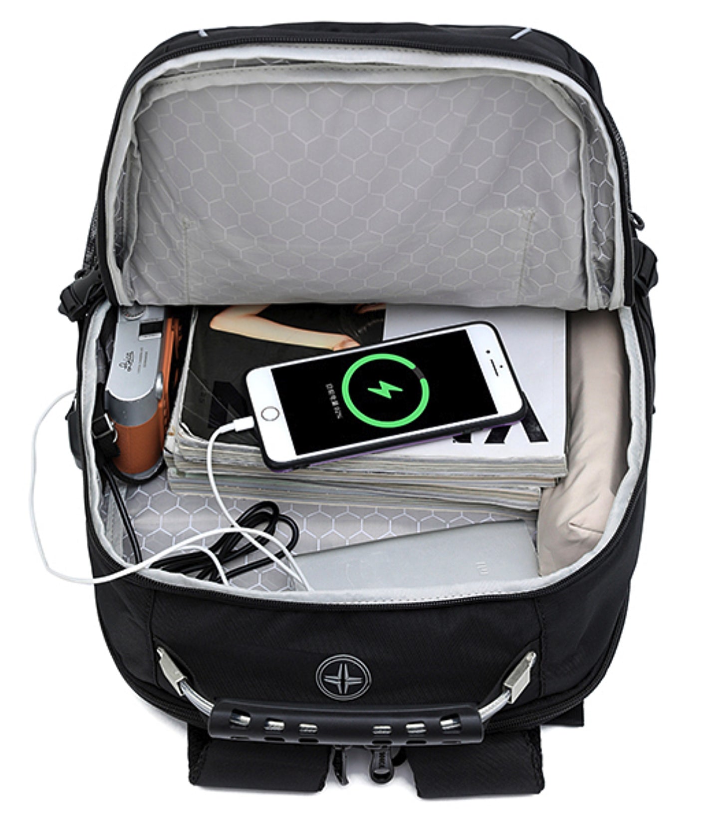 Main compartment with USB charging port