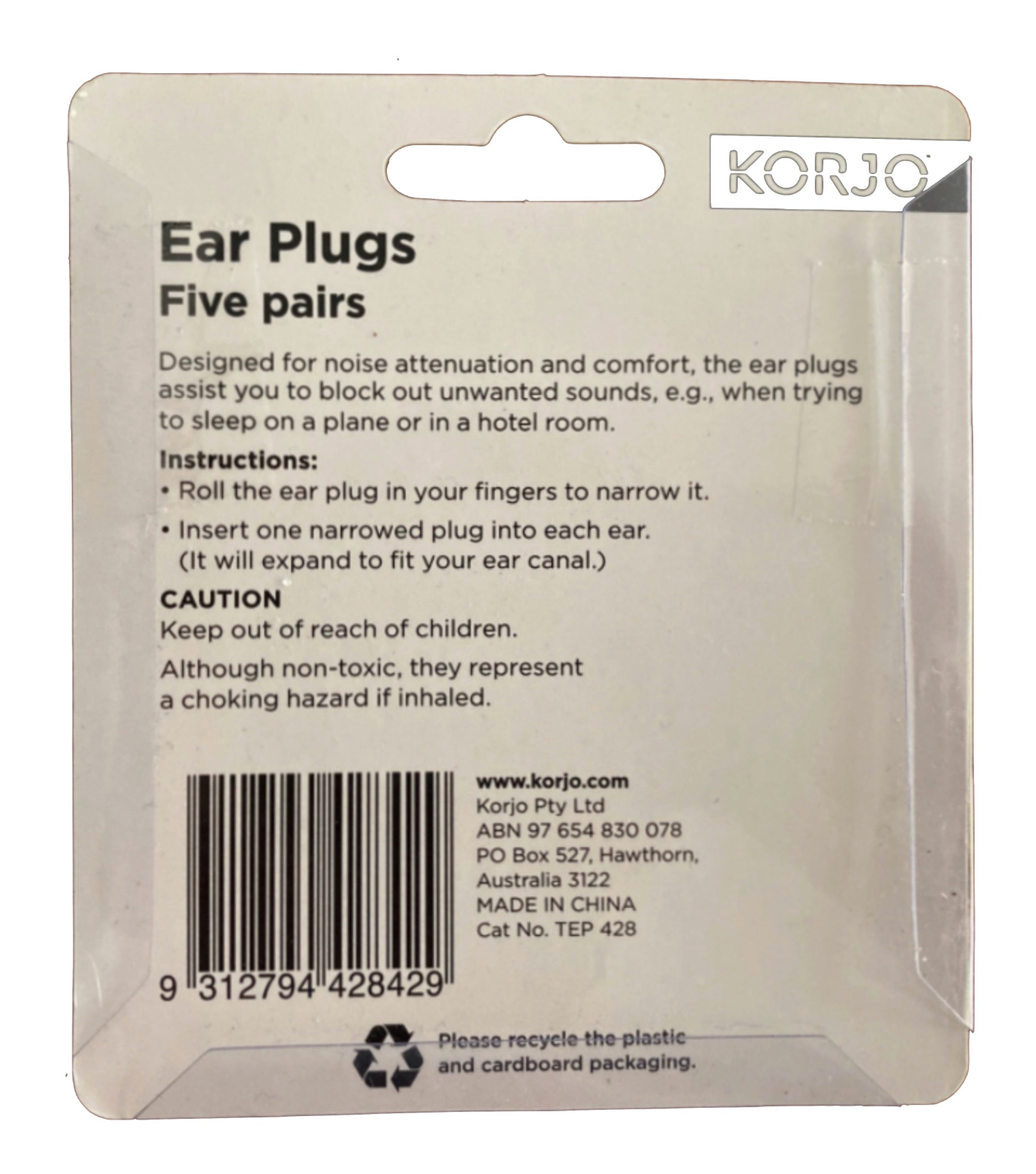 Korjo Ear Plugs : 4 Pair Pack