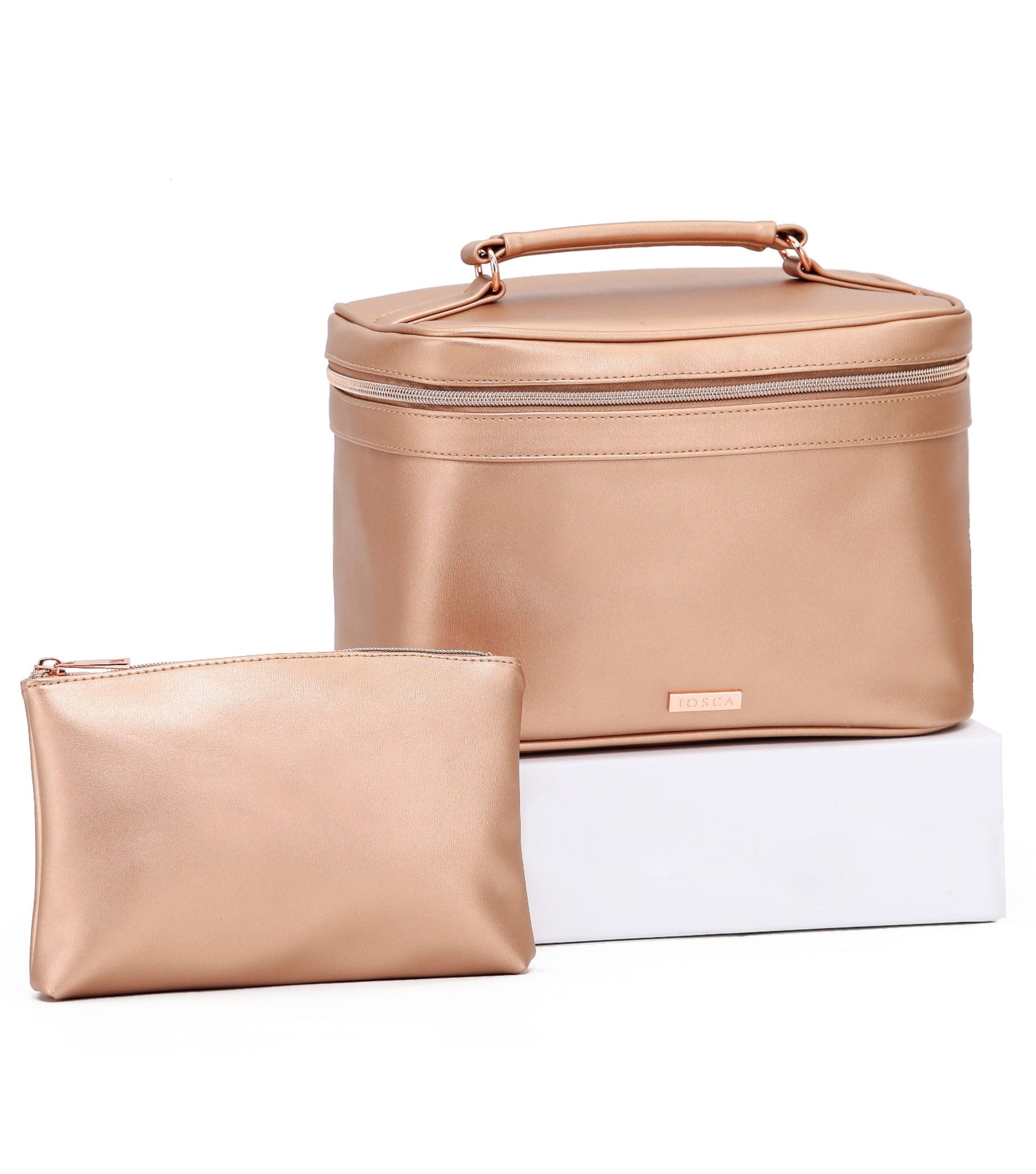 Tosca Cosmetic Bag (2 Piece Set) - Rose Gold