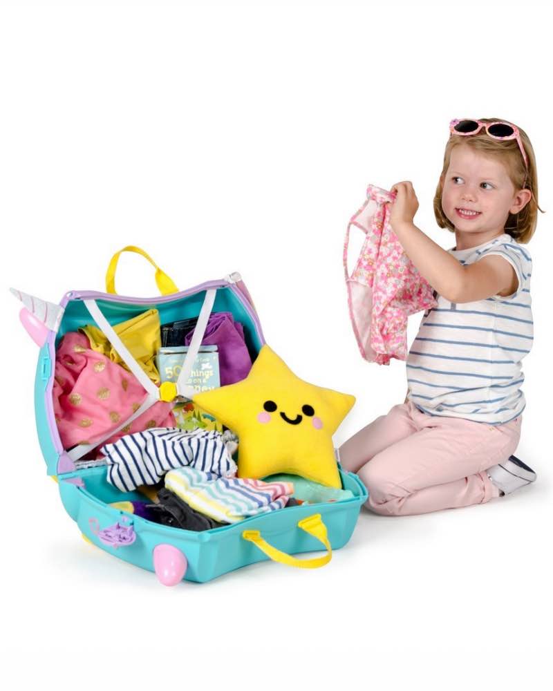 Trunki Una Unicorn - Ride on Suitcase / Carry-on Bag - Light Blue