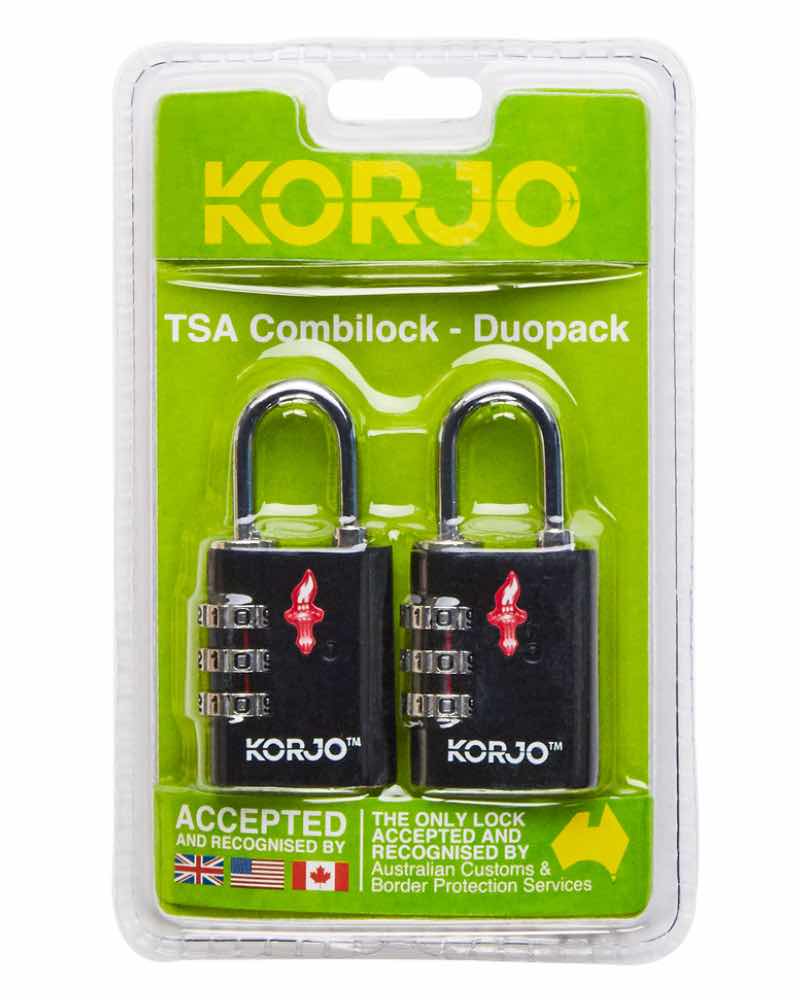 Korjo Combination Lock TSA - Duo Pack (2 Locks) - Black