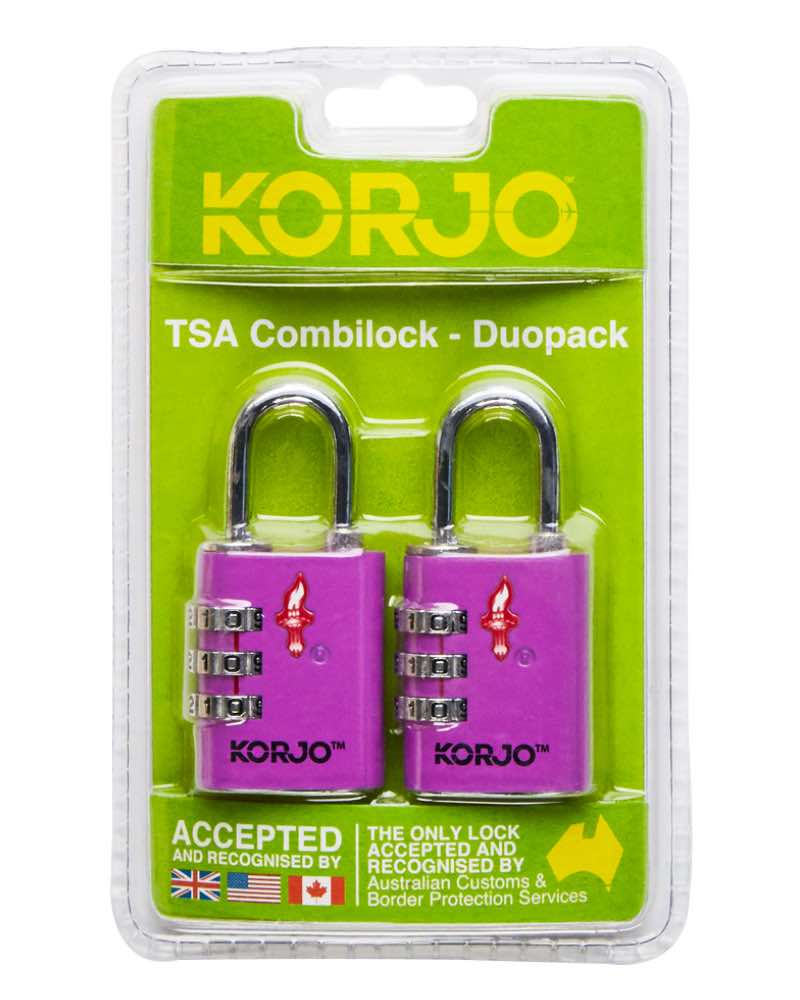 Korjo TSA Combination Lock - Duo Pack (2 Locks) - Purple