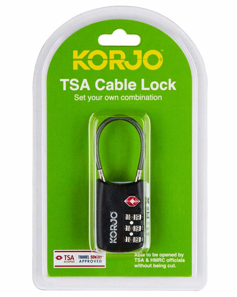 Korjo TSA Flexible Cable Combo Lock - Black