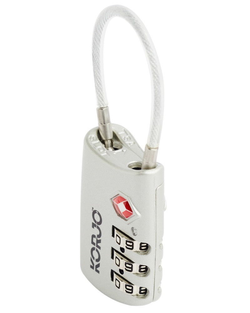 Korjo TSA Flexible Cable Combination Lock - Silver