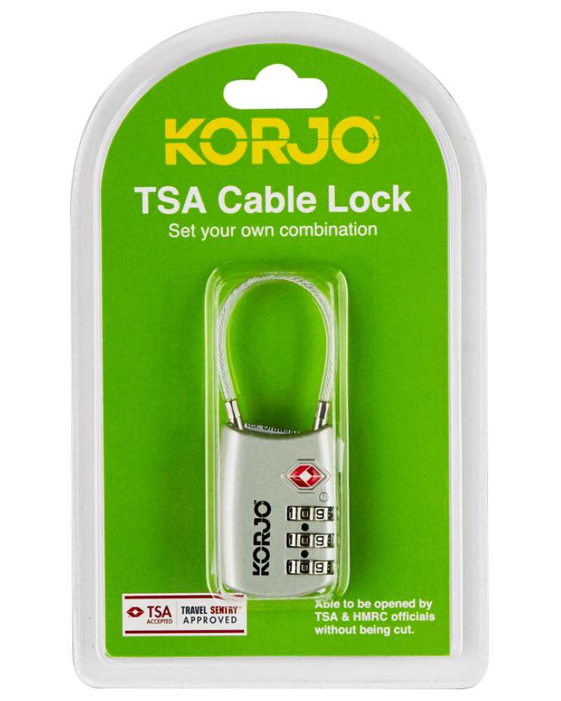 Korjo TSA Flexible Cable Combination Lock - Silver