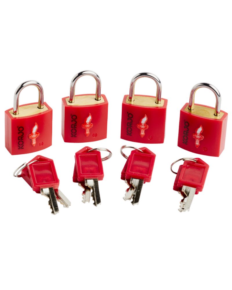 Korjo TSA Keyed Small Locks - 4 Pack - Red