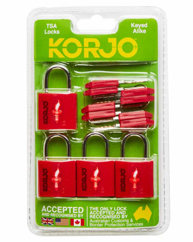 Korjo TSA Keyed Small Locks - 4 Pack - Red