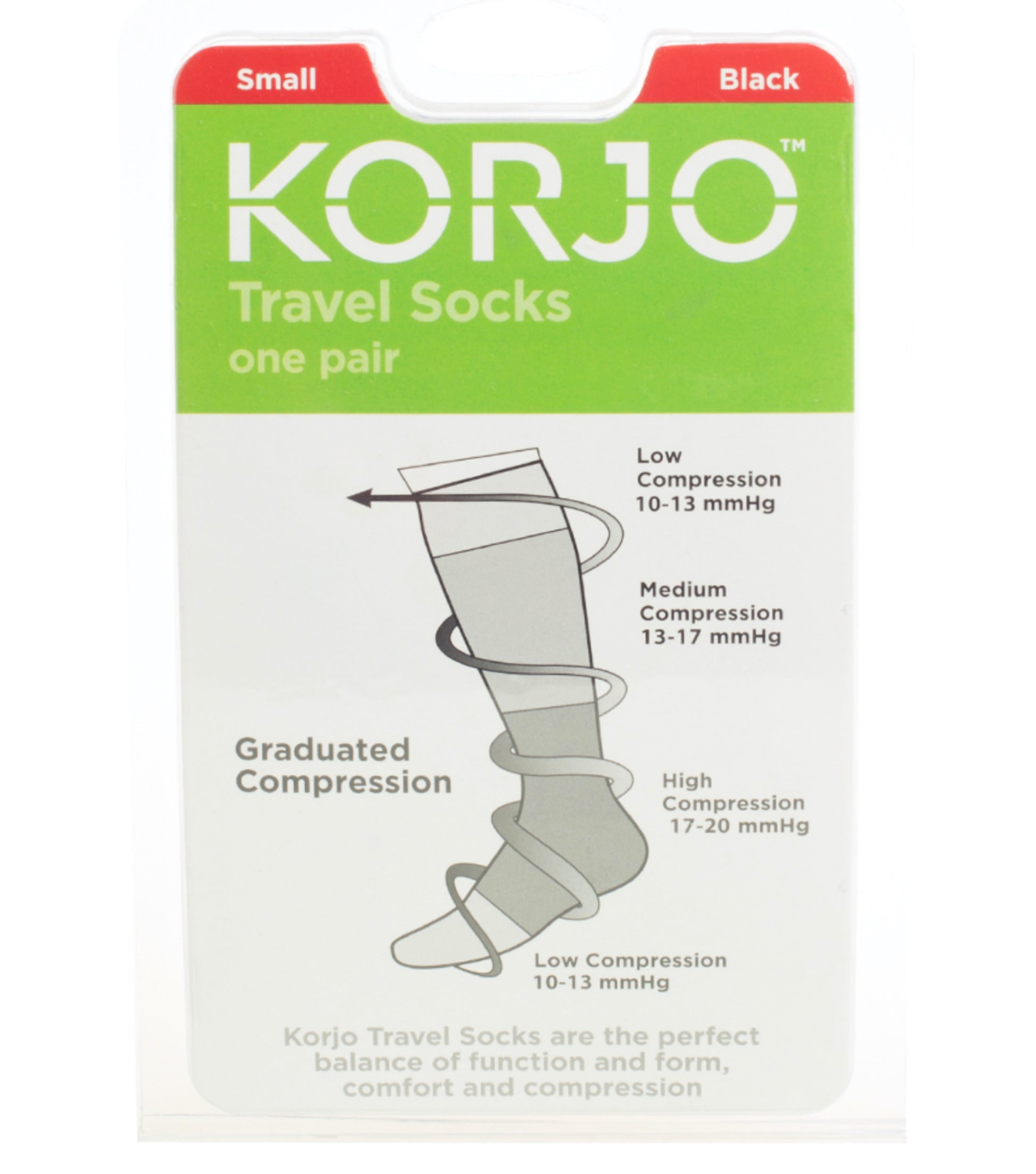 Korjo Compression Travel Socks : Small : Black