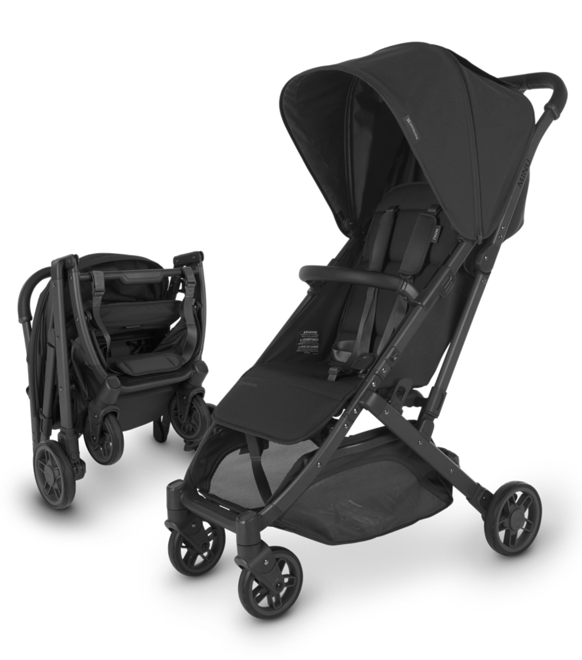 UPPAbaby Minu V2 - Travel Pram / Stroller - Jake (Charcoal / Carbon / Black Leather)