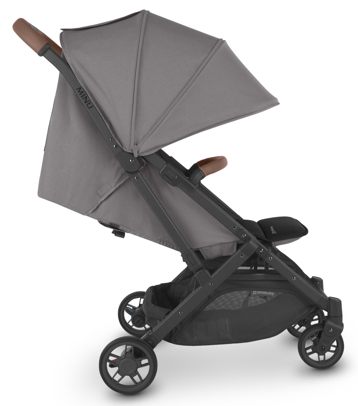 UPPAbaby Minu V2 - Travel Pram / Stroller - Charcoal Melange / Carbon / Saddle Leather (Greyson)