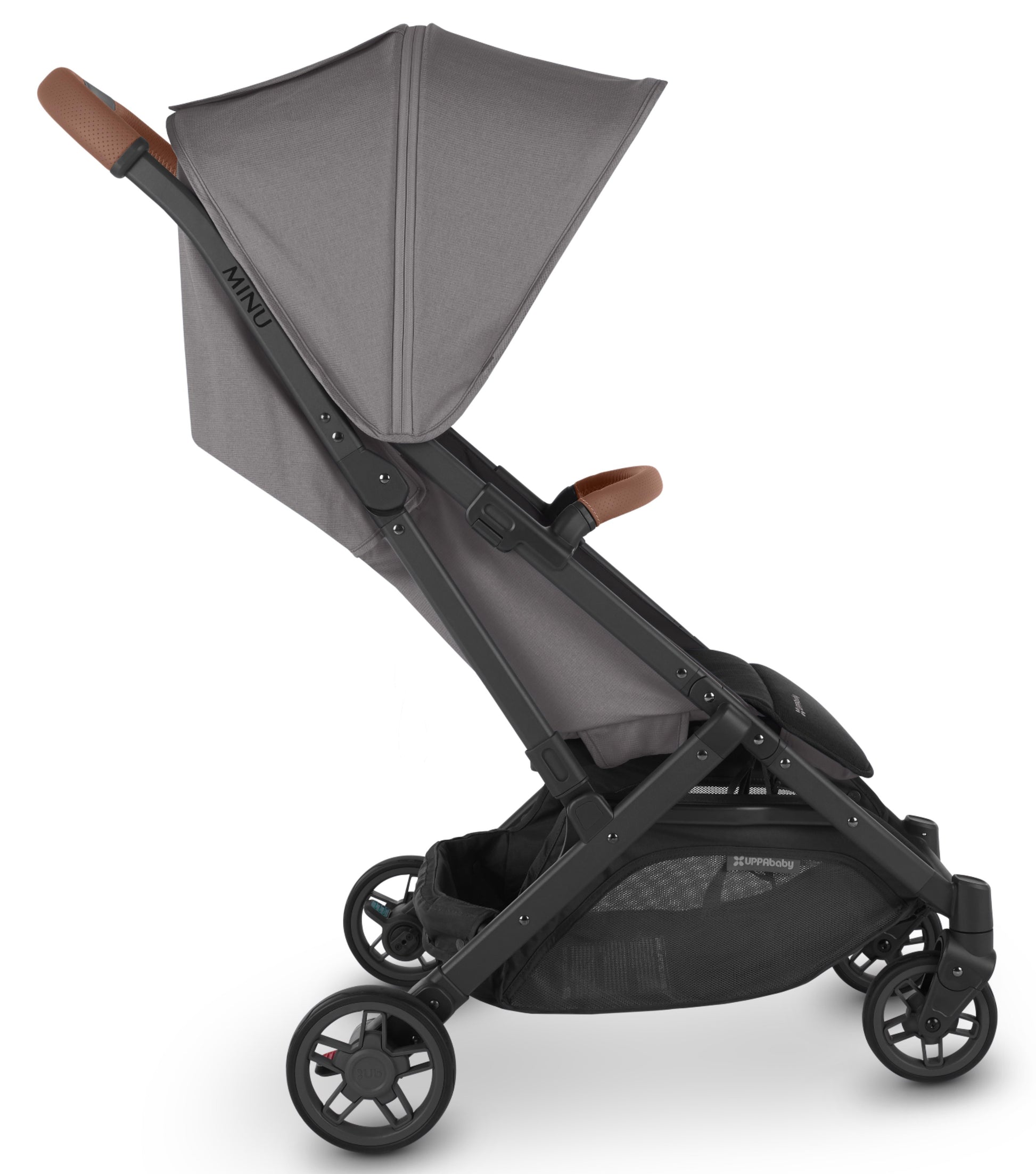 UPPAbaby Minu V2 - Travel Pram / Stroller - Charcoal Melange / Carbon / Saddle Leather (Greyson)