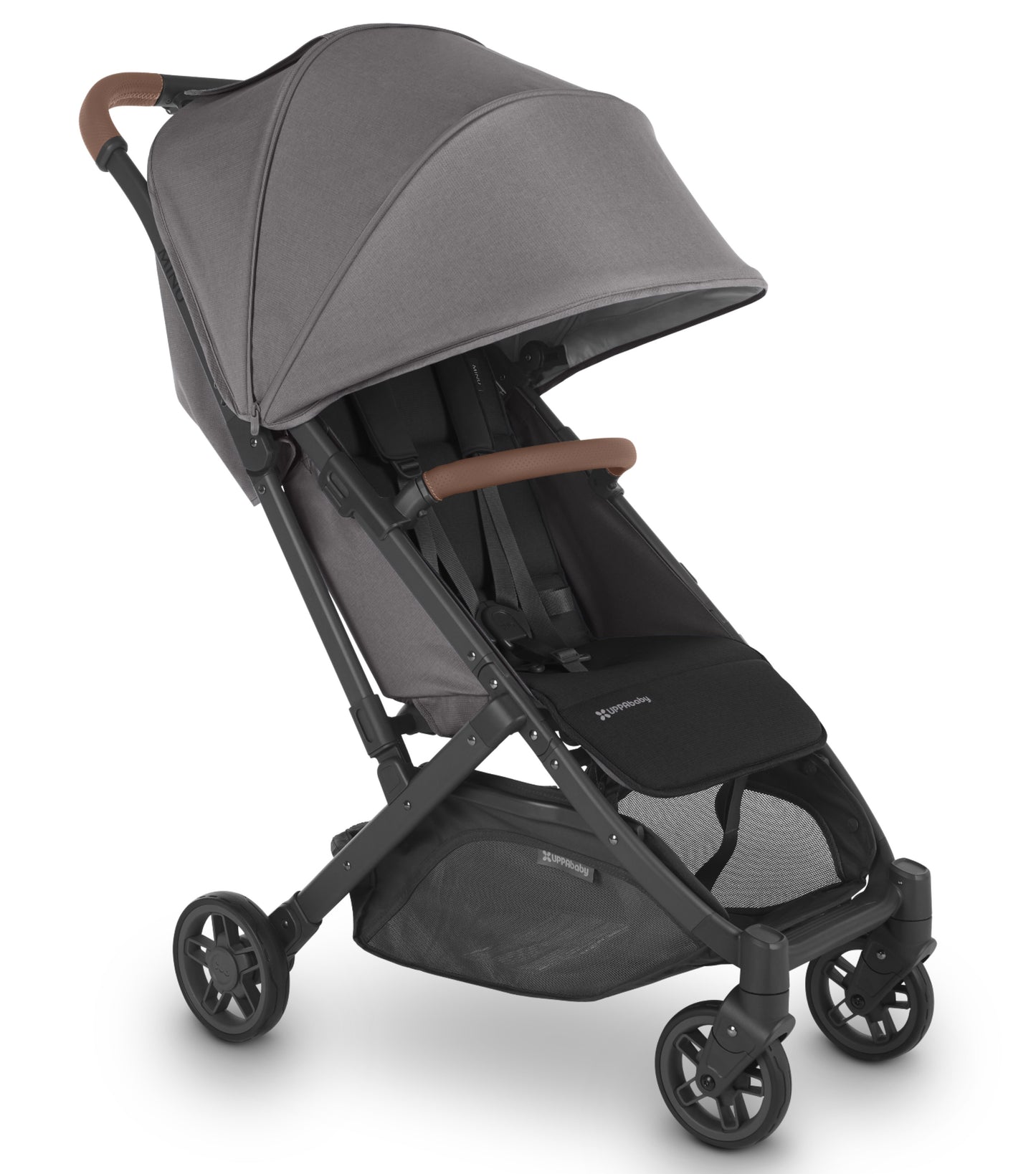 UPPAbaby Minu V2 - Travel Pram / Stroller - Charcoal Melange / Carbon / Saddle Leather (Greyson)