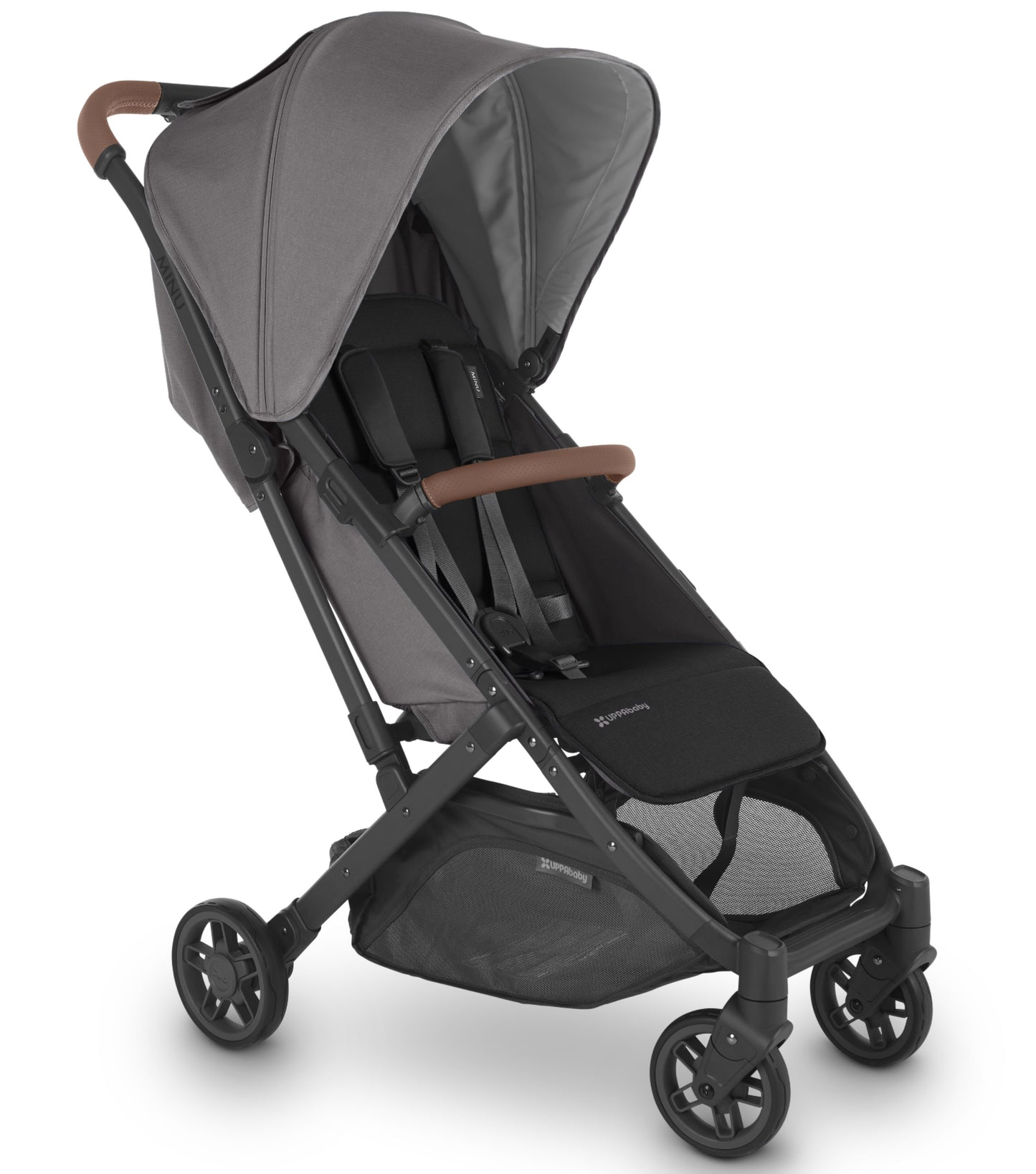 UPPAbaby Minu V2 - Travel Pram / Stroller - Charcoal Melange / Carbon / Saddle Leather (Greyson)