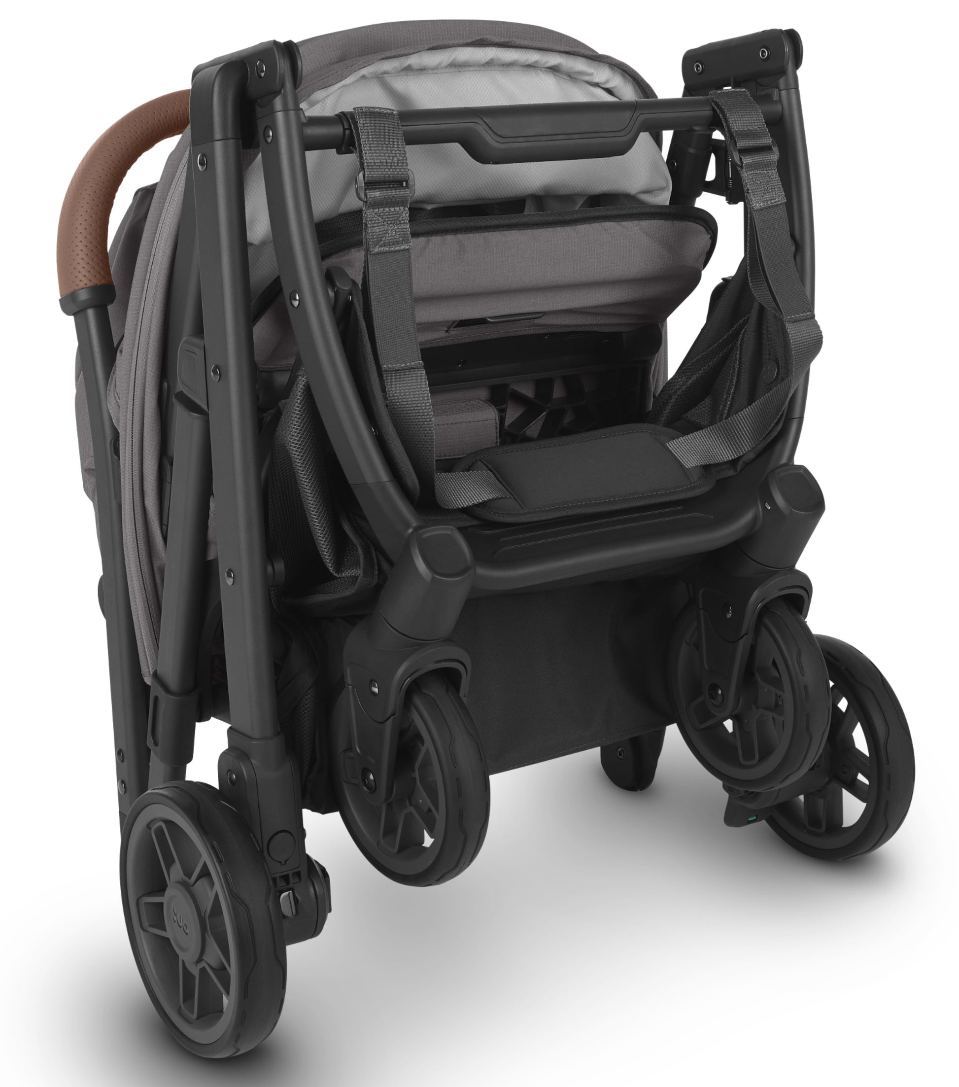 UPPAbaby Minu V2 - Travel Pram / Stroller - Charcoal Melange / Carbon / Saddle Leather (Greyson)