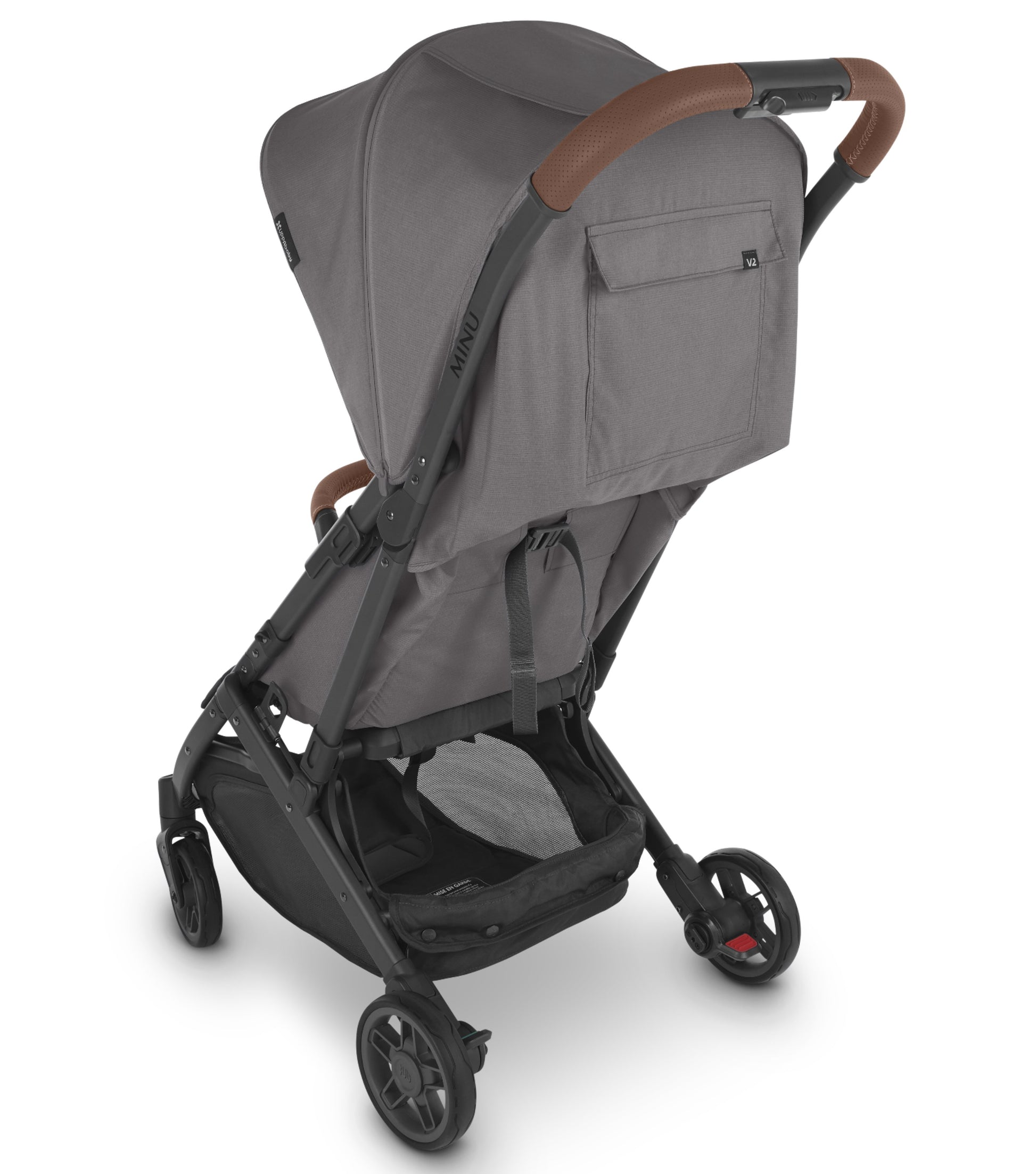 UPPAbaby Minu V2 - Travel Pram / Stroller - Charcoal Melange / Carbon / Saddle Leather (Greyson)