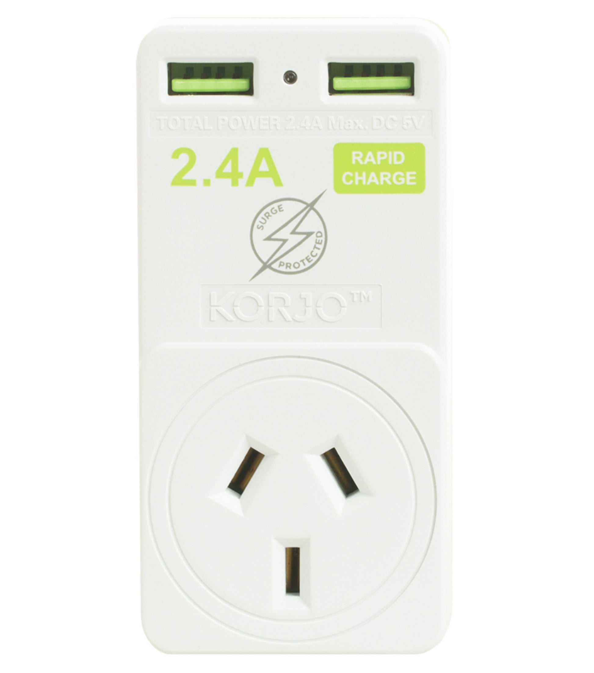 Korjo 2 Port USB and Power Adaptor - Europe and Australia