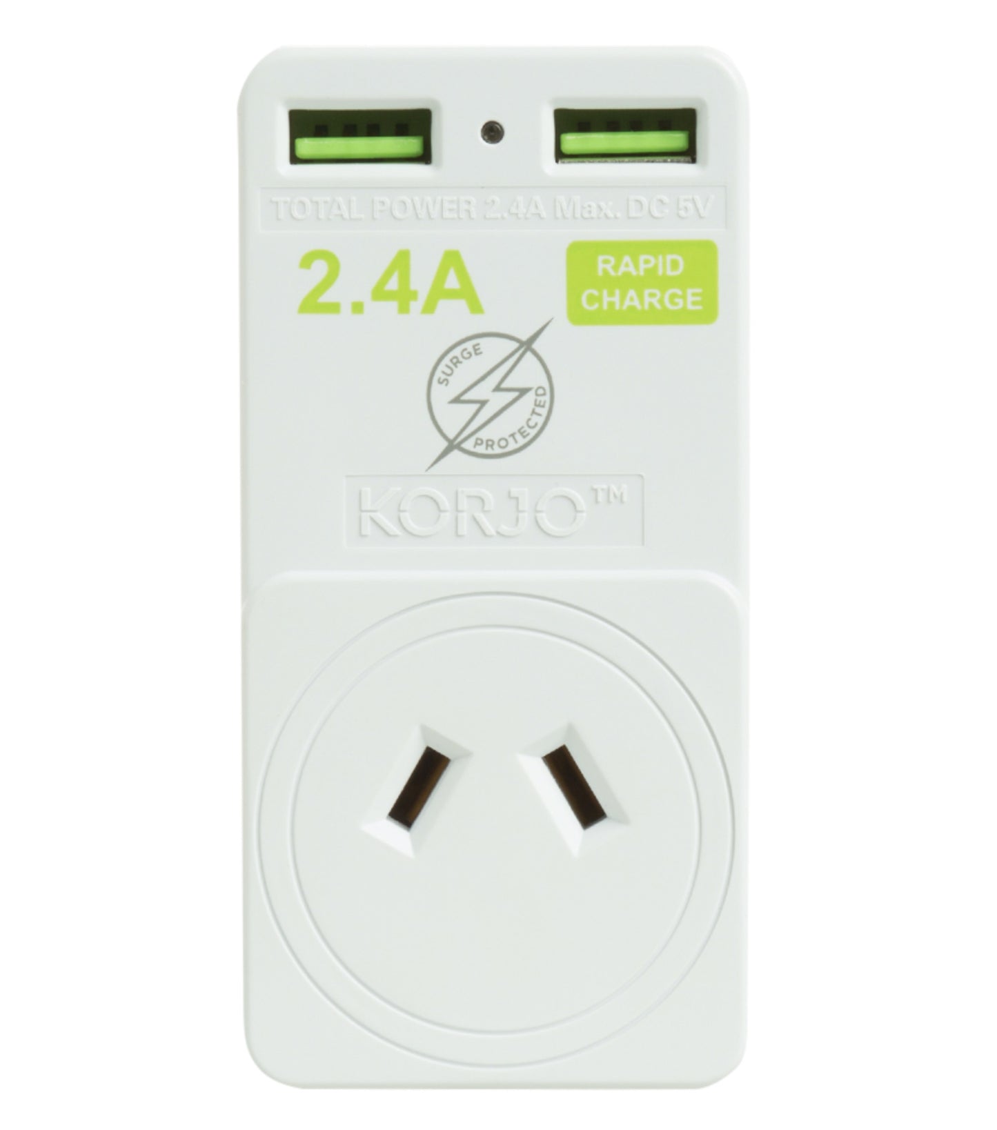 Korjo 2 Port USB Charger and Power Travel Adaptor - Europe, Italy, Switzerland and Australia