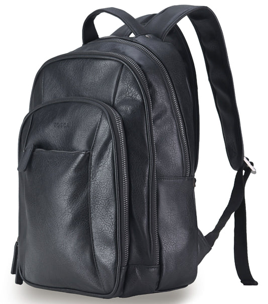 Tosca Vegan Leather Laptop Backpack - Black