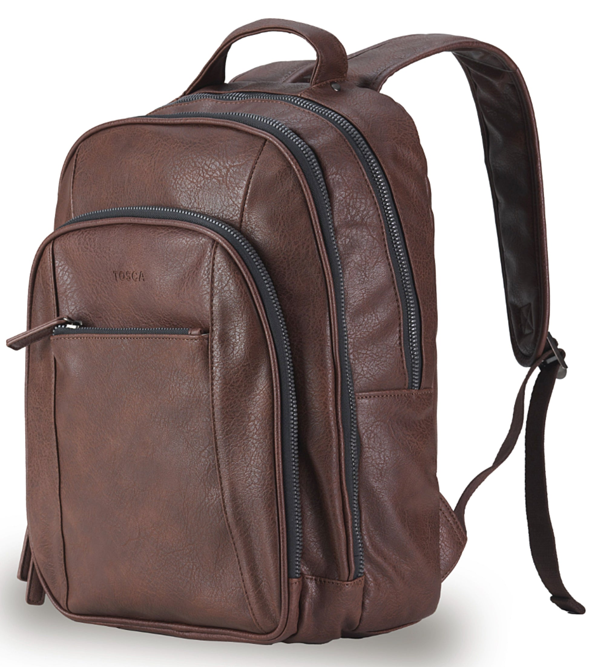 Tosca Vegan Leather Laptop Backpack - Chocolate