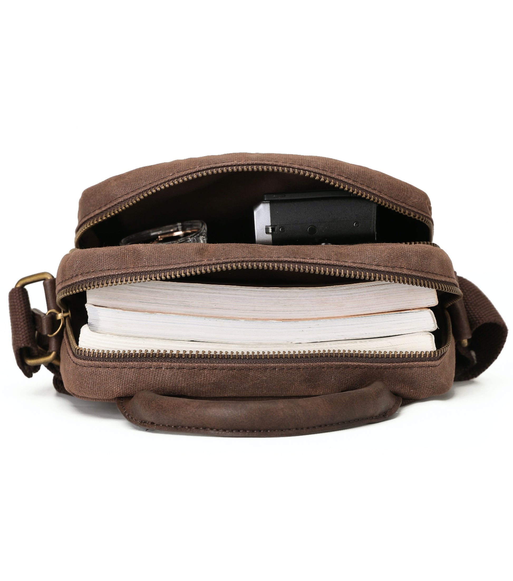 large main compartment and smaller front zippered pocket