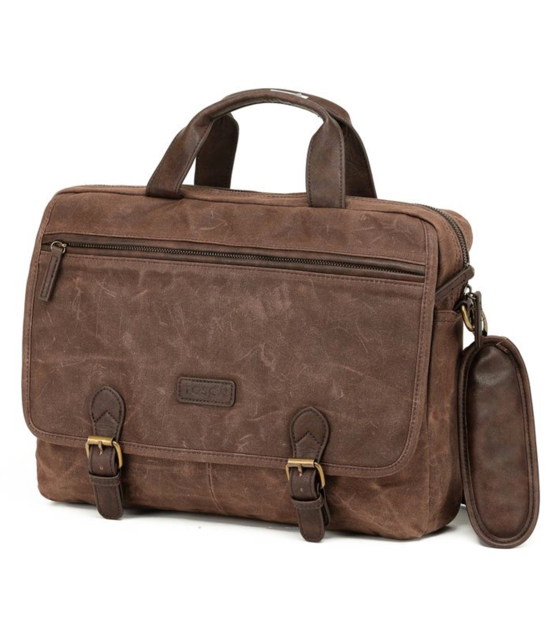 Tosca Waxed Canvas 13" Laptop Briefcase - Brown