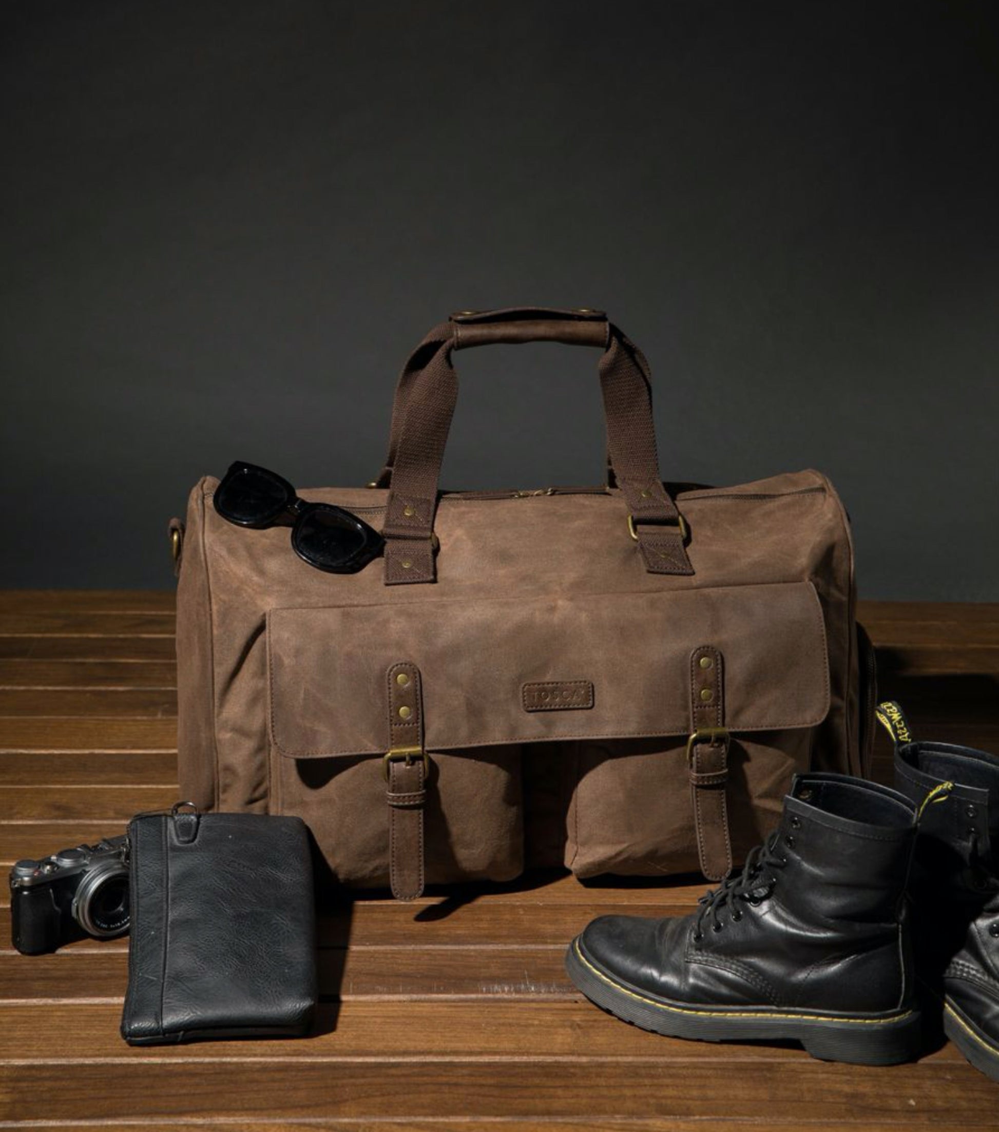 This waxed canvas duffel bag is the perfect overnight bag