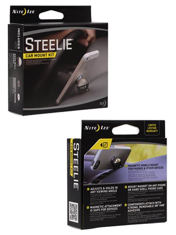 Each Steelie Car Mount Kit includes one Steelie Magnetic Phone Socket with 3M VHB adhesive pad, one Steelie Ball Mount with 3M VHB adhesive pad, an alcohol prep pad, and installation instructions