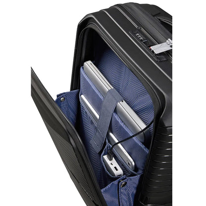 Front opening pocket fits 15.6" laptop