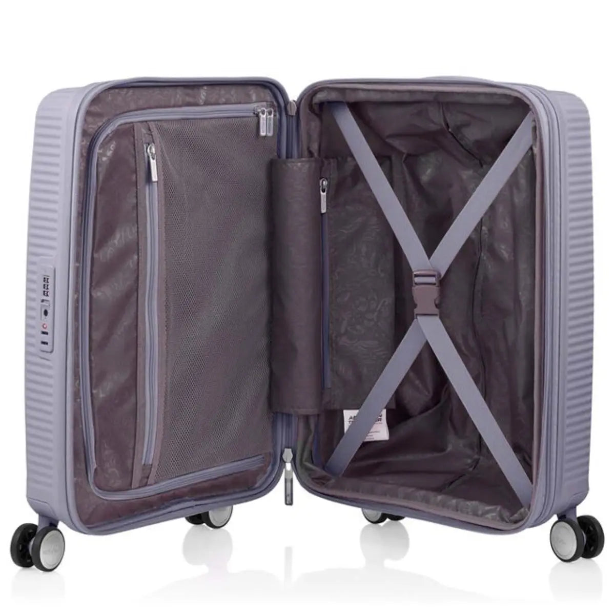 American Tourister Curio 2 - 55 cm Expandable Carry-On Spinner Suitcase - Hushed Orchid / Glow