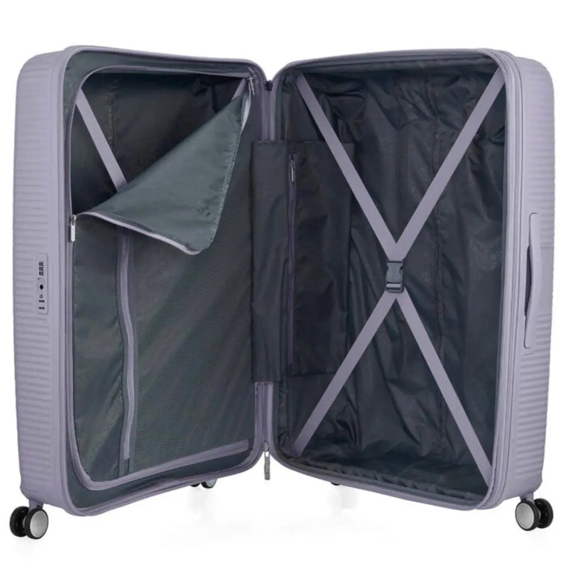 American Tourister Curio 2 - 80 cm Expandable Spinner Suitcase - Hushed Orchid / Glow