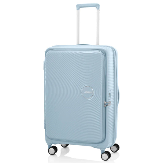 American Tourister Curio Book Opening 75 cm Expandable Spinner Suitcase - Summit Blue