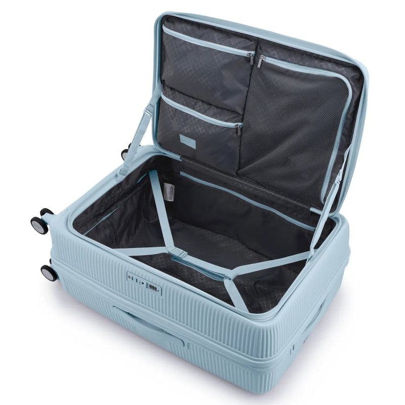 American Tourister Curio Book Opening 75 cm Expandable Spinner Suitcase - Summit Blue