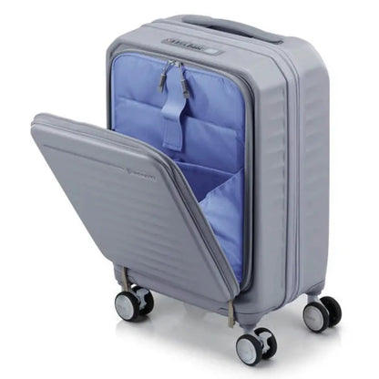 American Tourister Frontec 54 cm Expandable Front Opening Carry-On Suitcase - Cool Grey