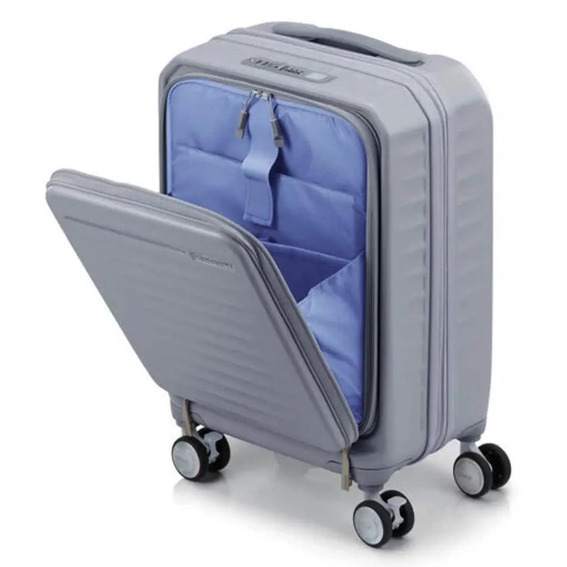 American Tourister Frontec 54 cm Expandable Front Opening Carry-On Suitcase - Cool Grey