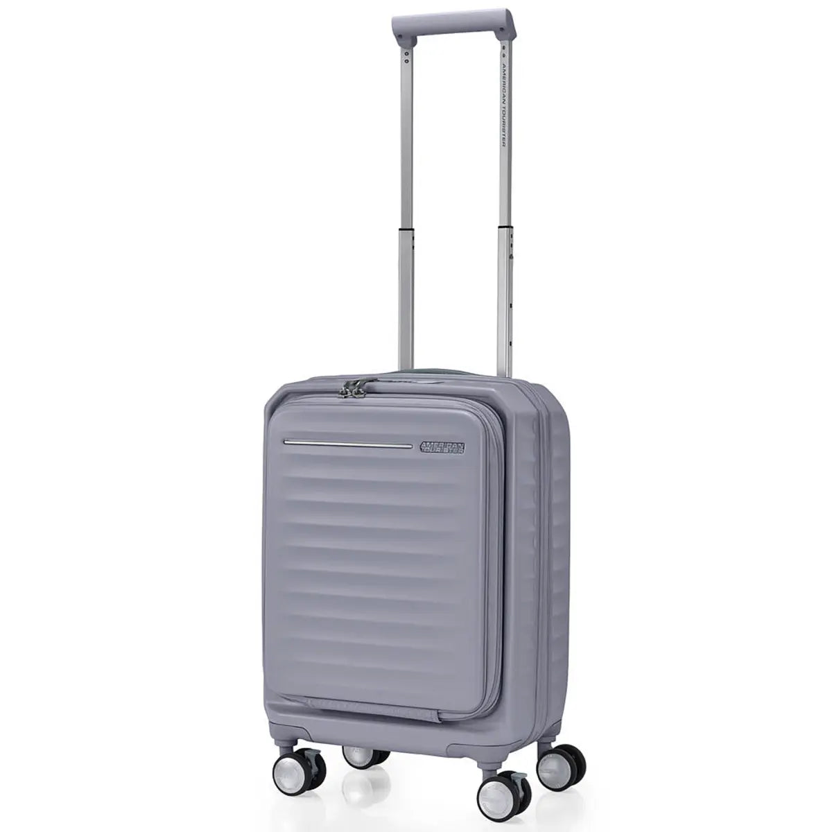 American Tourister Frontec 54 cm Expandable Front Opening Carry-On Suitcase - Cool Grey