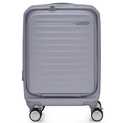 American Tourister Frontec 54 cm Expandable Front Opening Carry-On Suitcase - Cool Grey