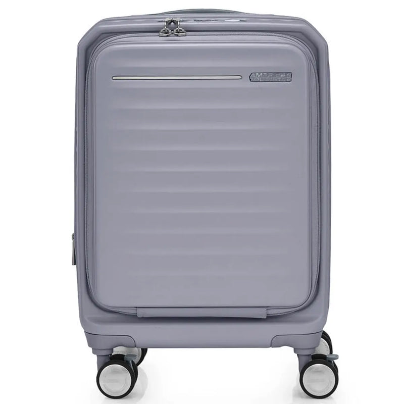 American Tourister Frontec 54 cm Expandable Front Opening Carry-On Suitcase - Cool Grey